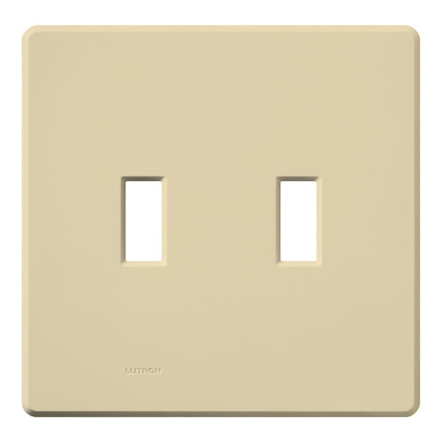 Lutron FG-2-IV Toggle Switch Wallplate, 2-Gang, Plastic, Ivory Gloss Lutron FG-2-IV