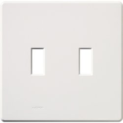 Lutron FG-2-WH Toggle Switch Wallplate, 2-Gang, Plastic, White Gloss Lutron FG-2-WH
