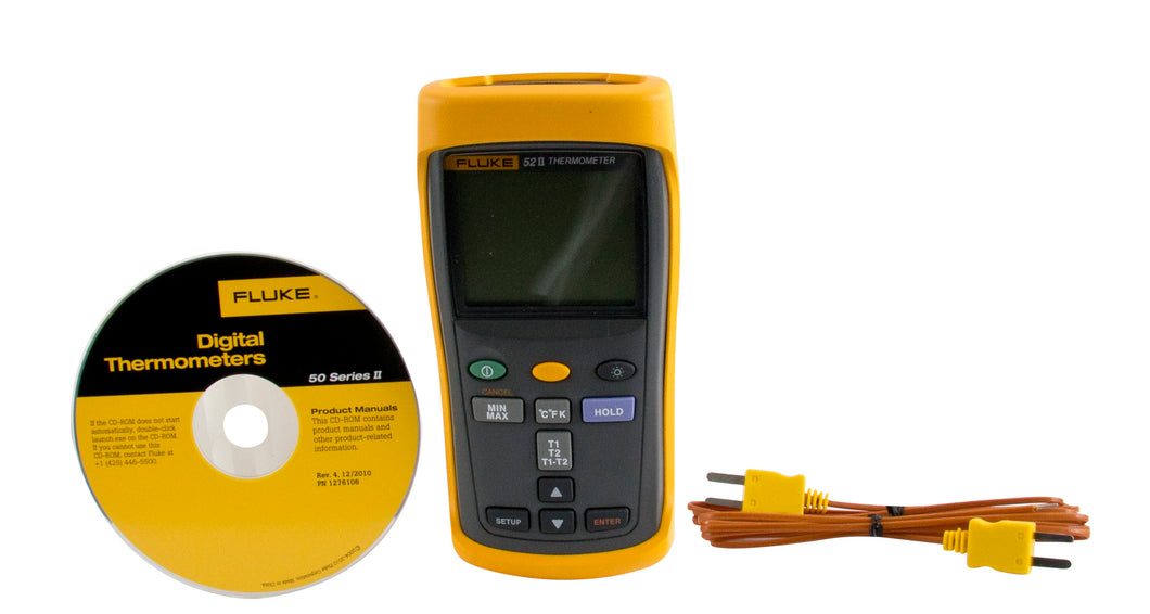 Fluke FLUKE-52-2-60HZ Digital Thermometer, -210°C to 1372°C Fluke FLUKE-52-2-60HZ