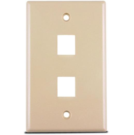 HellermannTyton FPDUAL-I Standard Single Gang 2 Port Faceplate, ABS 94V-0, Ivory, 1/pkg HellermannTyton FPDUAL-I