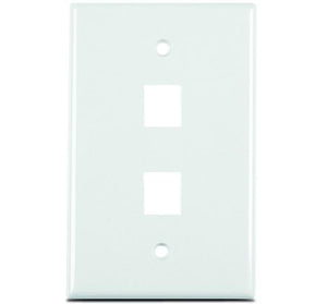 HellermannTyton FPDUAL-W Wallplate, Standard, 1-Gang, 2-Port, Box Mount, Plastic, White HellermannTyton FPDUAL-W