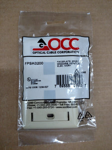 Optical Cable FPSK0200 Single gang commercial faceplate, KMJ, 2-port, Electrical Ivory Optical Cable FPSK0200
