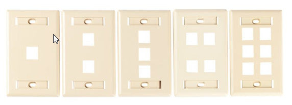 Optical Cable FPSK0612 Single gang commercial faceplate, KMJ, 6-port, Bright White Optical Cable FPSK0612