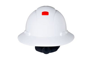 3M H-801R-UV-EA Full Brim Hard Hat, White, 4-Point Ratchet Suspension, Uvicator 3M H-801R-UV-EA