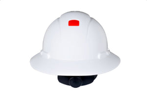 3M H-801R-UV Full Brim Hard Hat, White, 4-Point Ratchet Suspension, Uvicator 3M H-801R-UV