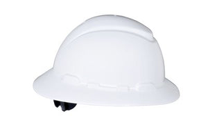 3M H-801R H-800 Series White Hard Hat, Full Brim, 4-Point Rachet Suspension  3M H-801R