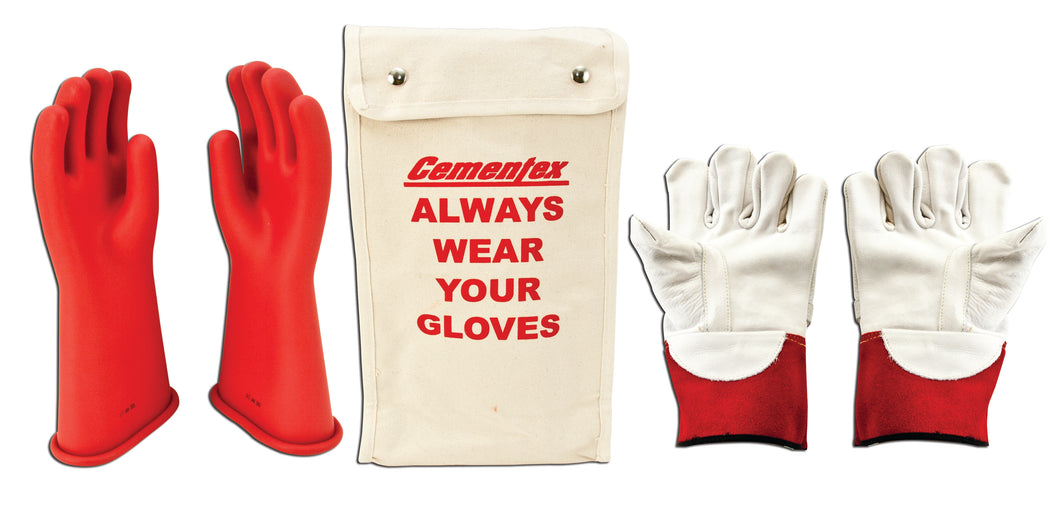 Cementex IGK2-14-9R Insulated Electrical Glove Kit, I2Class 2, Size: 9 Cementex IGK2-14-9R
