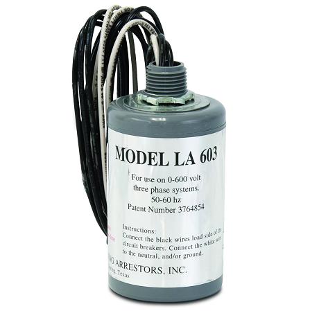 Delta Lightning Arrestors LA603 Surge Arrestor, Lightning,  440-600VAC, 3PH, 3,000 Joules per Pole Delta Lightning Arrestors LA603