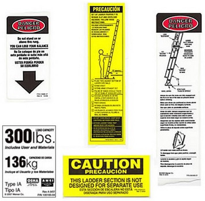 Werner Ladder LFE100 Safety and Duty Rating Stickers Werner Ladder LFE100