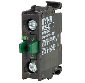 Eaton M22-KC10 Contact Block, 22.5mm, 1NO, Base Mount, M22, 600V Rated Eaton M22-KC10