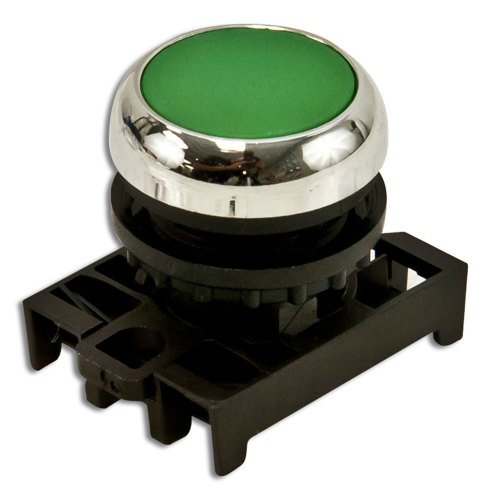 Eaton M22M-D-G Flush Pushbutton, Green, M22 Eaton M22M-D-G