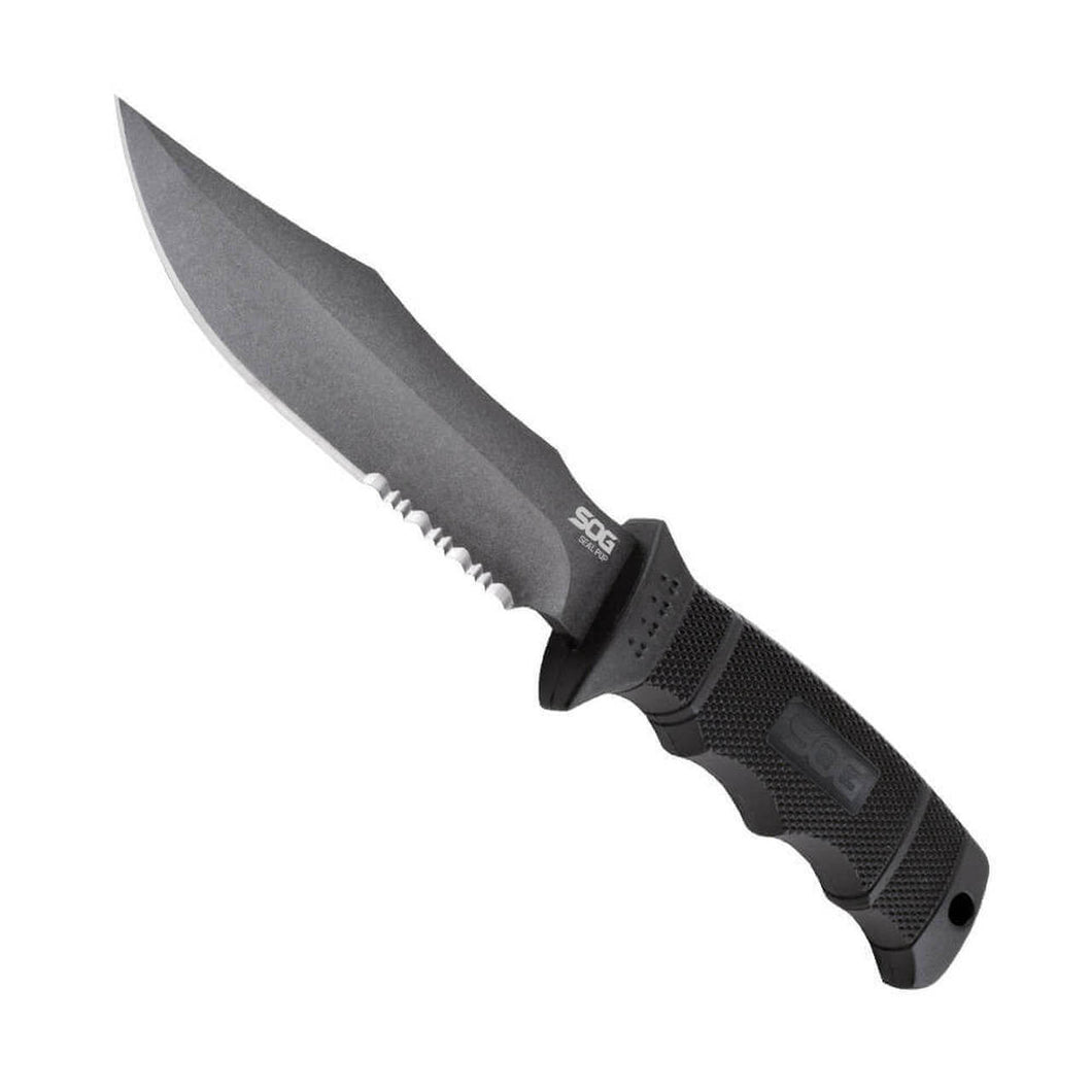 SOG Specialty Knives M37K Seal Pup Black TiNi, Serrated Knife w/ Sheath SOG Specialty Knives M37K