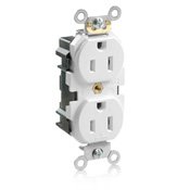 Leviton M5262-SI 15 Amp Duplex Receptacle, 125V, 5-15R, Comm Grade, Back/Side Leviton M5262-SI