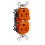 Leviton M5362-IG Duplex Receptacle, 20A, 125V, Orange Leviton M5362-IG