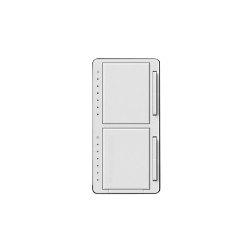 Lutron MA-L3L3HW-WH Dual Dimmer, Incandescent, Meastro, White Lutron MA-L3L3HW-WH