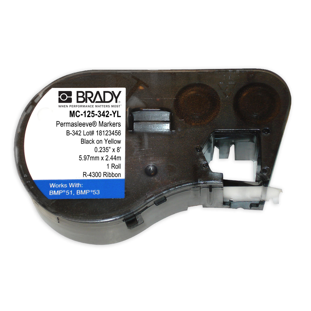Brady MC-125-342-YL Permasleeve Polyolefin 22 To 16 Gauge Wire Marking Sleeves Brady MC-125-342-YL