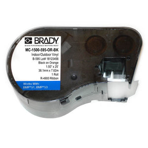 Brady MC-1500-595-OR-BK Mseries B595 Blk/org1.50"x25' 1 Roll Hf Brady MC-1500-595-OR-BK