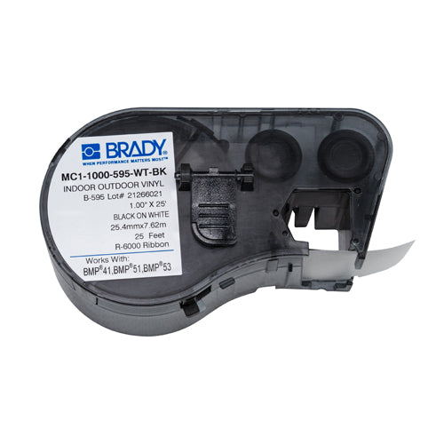 Brady MC1-1000-595-WT-BK Label Maker Cartridge Brady MC1-1000-595-WT-BK