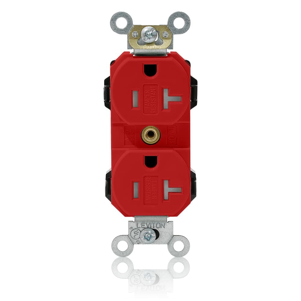 Leviton MT563-SR Lev-Lok 20 Amp, TR Duplex, Red  Leviton MT563-SR