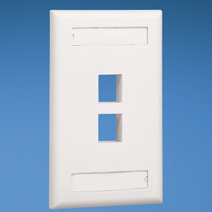 Panduit NK2FEIY Wallplate, Vertical, 1-Gang, 2-Port, Box Mount, NetKey, Ivory Panduit NK2FEIY