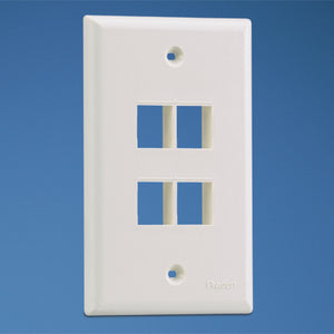Panduit NK4FNEI Wallplate, Vertical, 1-Gang, 4-Port, Box Mount, NetKey, Ivory Panduit NK4FNEI