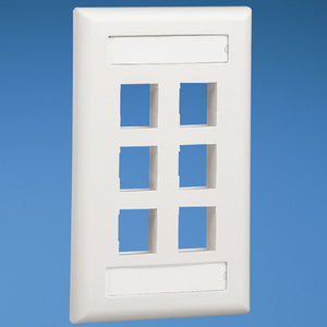 Panduit NK6FEIY Wallplate, Vertical, 1-Gang, 6-Port, Box Mount, NetKey, Ivory Panduit NK6FEIY