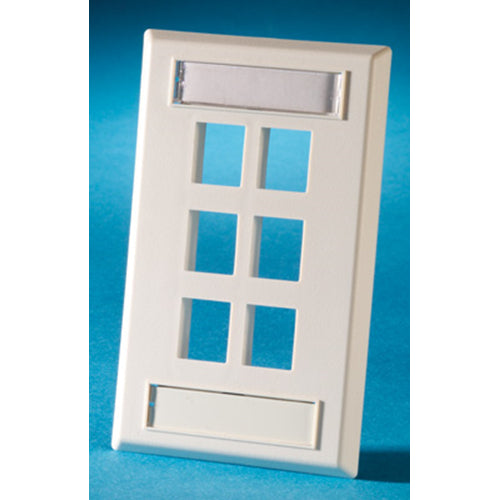 Ortronics OR-KSFP6-13 Single Gang, 6-Port Keystone Wallplate, Ivory Ortronics OR-KSFP6-13