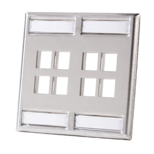 Ortronics OR-KSSS8 2 Gang, 8-Port, Keystone Faceplate, Stainless Ortronics OR-KSSS8