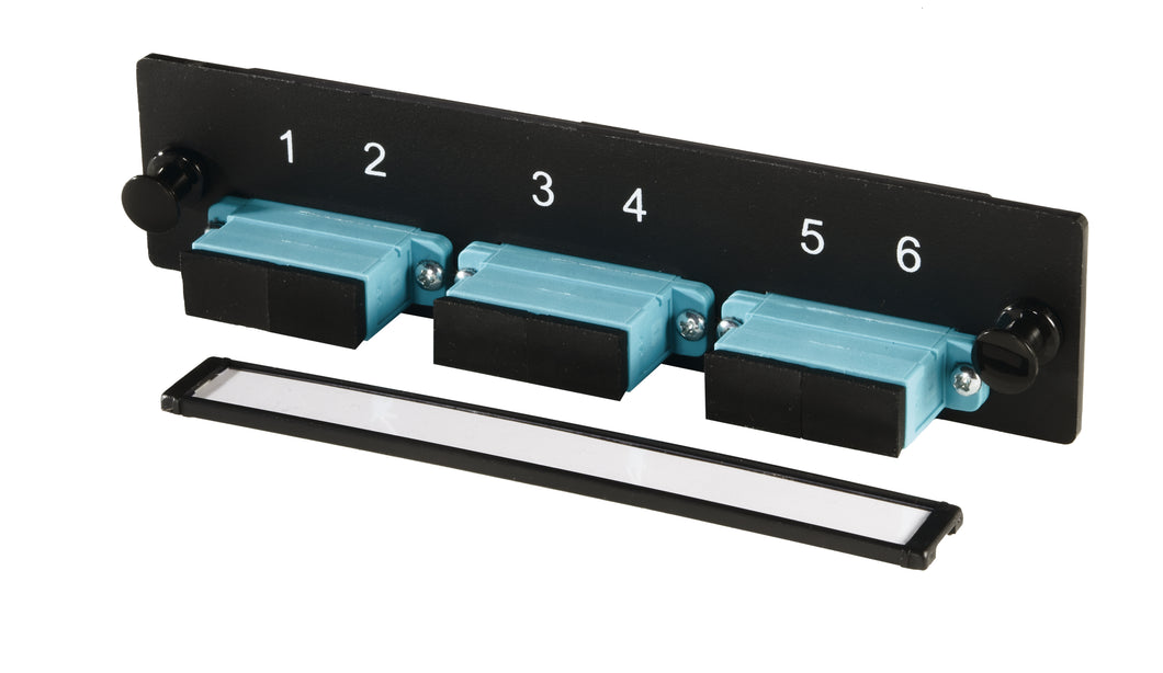 Ortronics OR-OFP-SCD06LC Adapter Plate, 6 Fibers, Black/Aqua Ortronics OR-OFP-SCD06LC