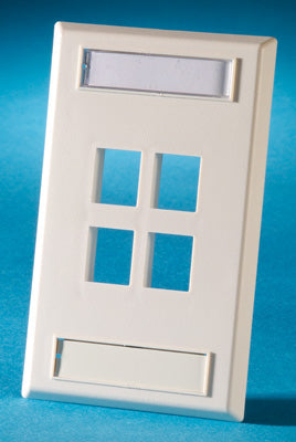 Ortronics ORKSFP488 Single Gang Plastic Faceplate, Holds Four Keystone Jacks Or Modules, Cloud White Ortronics ORKSFP488