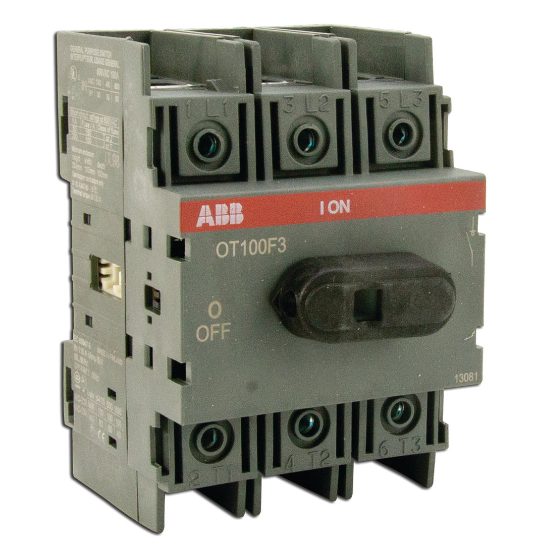 ABB OT100F3 Disconnect Switch, Non-Fused , 100A, 3P, Base/DIN Rail Mount ABB OT100F3