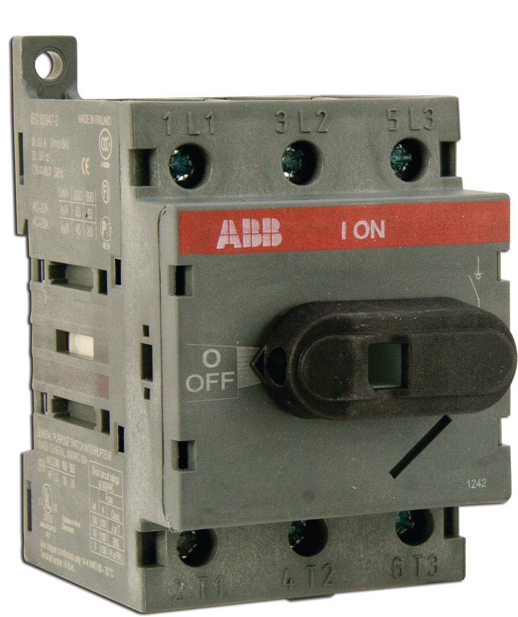 ABB OT63F3 Disconnect switch, Non-Fused, 60A, 3P, 690VAC, Front Operated ABB OT63F3