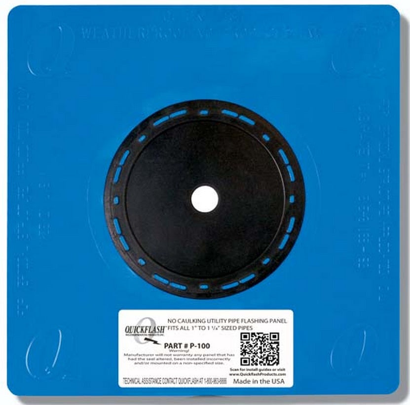 Quickflash P-100 Plumbing/Gas/HVAC Flashing Panel, 1 to 1-1/4