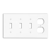 Leviton P38 Comb. Wallplate, 4-Gang, (3) Toggle / (1) Duplex, Thermoset, Brown Leviton P38