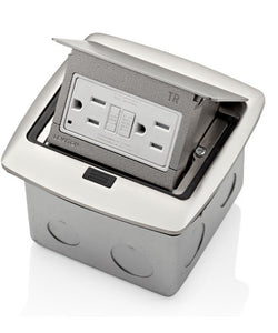Leviton PFGF1-BN Pop-Up Floor Box with 15 Amp GFCI Outlet Leviton PFGF1-BN
