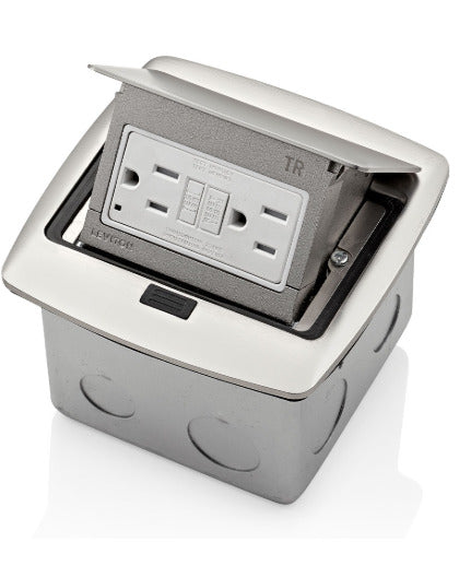Leviton PFGF1-BN Pop-Up Floor Box with 15 Amp GFCI Outlet Leviton PFGF1-BN