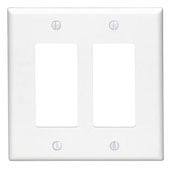 Leviton PJ262-W Decora Wallplate, 2-Gang, Nylon, White, Midway Leviton PJ262-W