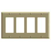 Leviton PJ264-I Decora Wallplate, 4-Gang, Nylon, Ivory, Midway Leviton PJ264-I