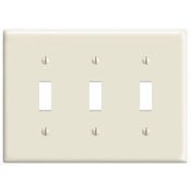 Leviton PJ3-T Toggle Wallplate, 3-Gang, Nylon, Light Almond, Midway Leviton PJ3-T