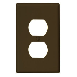 Leviton PJ8 Duplex Receptacle Wallplate, 1-Gang, Nylon, Brown, Midway Leviton PJ8