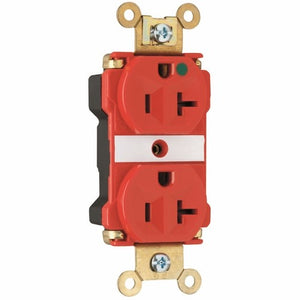 Pass & Seymour PT8300-RED Plugtail Hospital Grade Duplex Receptacle, 20A, 125V, Red Pass & Seymour PT8300-RED