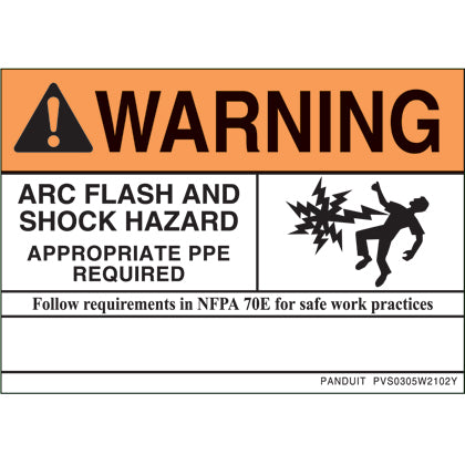 Panduit PVS0305W2102Y Vinyl Adhesive Sign, Warning Header, Standard Pack of 5 Panduit PVS0305W2102Y