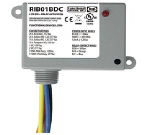 Functional Devices RIB01BDC Relay, Dry Contact Input, 20A, 120VAC Coil, Enclosed, SPDT Functional Devices RIB01BDC