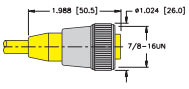 Turck RSM304MS90 Cordset Sensors, Brass, 3-Pin, 600V, 9A, Yellow Turck RSM304MS90