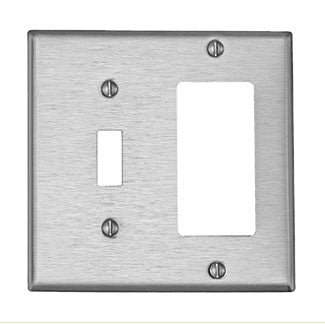 Leviton S126 Comb. Wallplate, 2-Gang, Toggle/Decora, Type 430 Stainless Steel Leviton S126