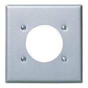 Leviton S701-GY Power Outlet Wallplate, 2G, (1) 2.465" Hole, Aluminum Finished Steel Leviton S701-GY