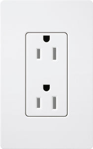 Lutron SCRS-15-TR-SW Tamper Resistant Receptacle, 15A, 125V, Snow Lutron SCRS-15-TR-SW