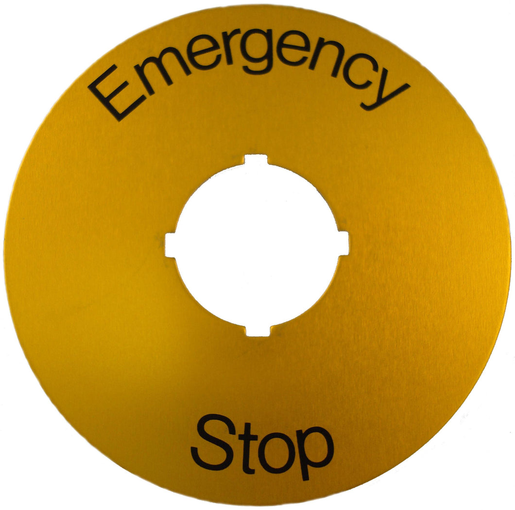 ABB SK615546-2 22mm Emergency Stop Plate, Black Text on Yellow ABB SK615546-2