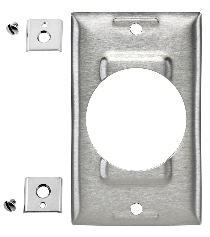 Hubbell-Bryant SS750 Single Receptacle Wallplate, 1-Gang, 50 Amp Opening, Stainless Steel Hubbell-Bryant SS750