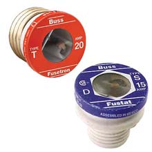 Eaton/Bussmann Series T-8 8 Amp Plug Fuse, Dual-Element, Time-Delay, Edison Base, 125V Eaton/Bussmann Series T-8